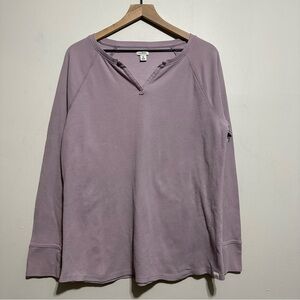 L.L. Bean Periwinkle Miniwaffle Long Sleeve Women’s Cotton Shirt Outdoors SZ XL